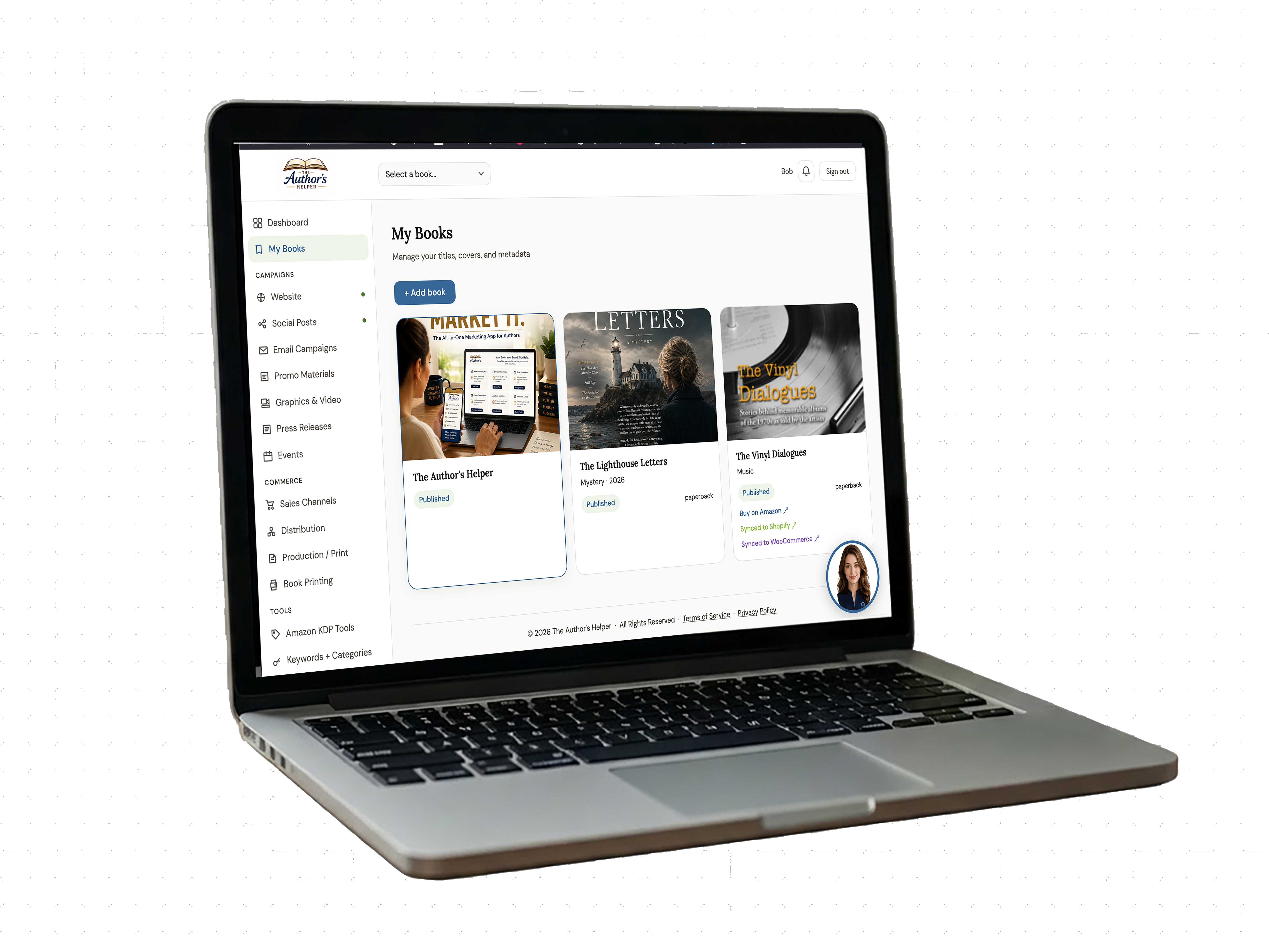 The Author's Helper — My Books dashboard