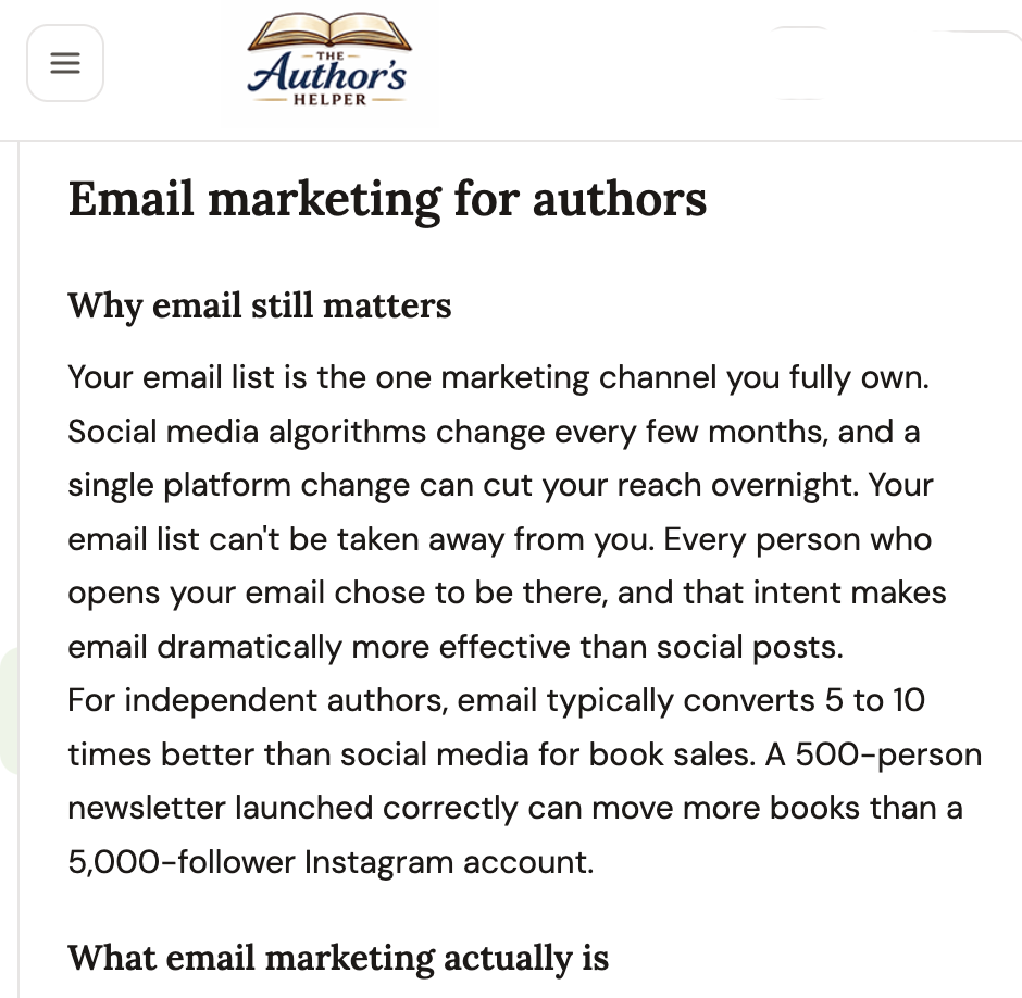 Email marketing for authors